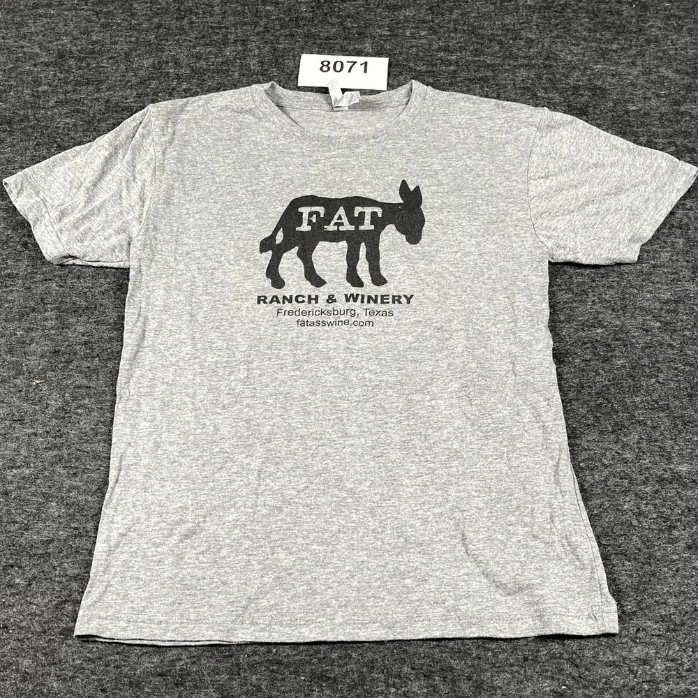 Next Level Apparel T Shirt Mens Small Gray Fat Ass Ranch & Winery Graphic Print